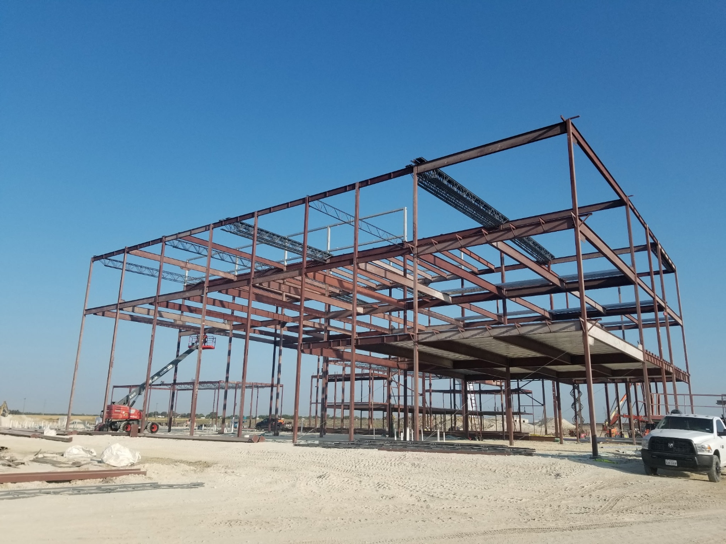 Steel structure being erected by ANE crew